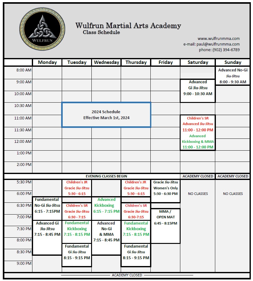 2024 Wulfrun Schedule March 1, 2024